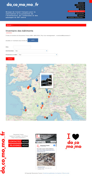 page avec carte interactive docomomo France